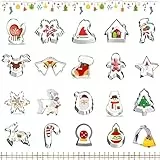 20 Pezzi Formine per Biscotti Natalizi, Formine Biscotti Natalizie Acciaio Inox Stampi Biscotti Tagliabiscotti Natalizi Set Stampini Forme Biscotti Natale, Per Biscotti Torta Cottura (20)