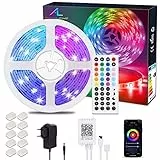 Striscia LED 10M Bluetooth, ALED LIGHT Strisce LED RGB 5050 SMD e Alimentatore 12V + Telecomando a 44 Tasti + Recettore, Luce LED per Decorazione, Casa, TV, Stanza, Cucina, Festa