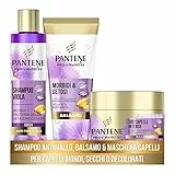 Pantene Shampoo Antigiallo 225 ml + Balsamo Capelli 200 ml e Maschera Capelli 160 ml Morbidi e Setosi per capelli secchi, Biondi, trattati o con colpi di sole