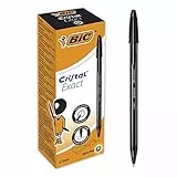 BIC Penne Nere a Sfera, Cristal Exact, Punta Fine (0.7 mm), Tratto Scorrevole e Preciso, Scuola e Ufficio, 20 Unità