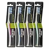 REACH Essential Care Interdental Duro Spazzolino, Confezione Singolo x 4, Testa piena Hard Setole Spazzolini manuali, Varietà di colori Multipack, Quotidiano Orale Smalto Cure odontoiatriche