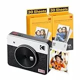 KODAK Mini Shot 3 Retro 4PASS 2-in-1 Fotocamera Istantanea & Stampante Fotografica (7,6x7,6cm) + Pacchetto con 68 Fogli, Bianco
