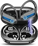 Jesebang Cuffie Bluetooth Sport, Auricolari Bluetooth 5.3 con Mic Stereo, Cuffie Wireless con Ricarica Rapida USB-C, Cuffiette Bluetooth Doppio Display LED IP7 Impermeabili, Cuffie Senza Fili