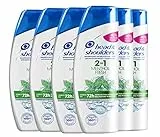 Head & Shoulders, Menthol Fresh 2 in 1 Shampoo e Balsamo Antiforfora, Pulisce profondamente i capelli e la pelle Chevelu, Formula 2 in 1, Set di 6 x 270 ml