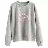 ZAFUL - Felpa da donna con scollo rotondo Grigio A L