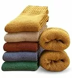MOSOTECH Calze Donna Invernali Termiche, 5 Paia Calzini Donna Vintage di Lana Calda, Colorate Spesse Traspiranti, Taglia Unica