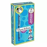 PAPER MATE Penna gel cancellabile, punta media 0,7 mm, confezione da 12, nera Punta fine Scatola da 12 Blu