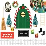 Haooryx Kit di decorazione per porte magiche di Natale, per porte fatate, in miniatura, accessori per porte di Natale, elfo, feste di Natale, decorazioni natalizie all'aperto (bacca)