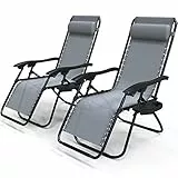 VOUNOT 4482079522839 Lettini a Sdraio, Metallo, Grigio, 2pcs Chair