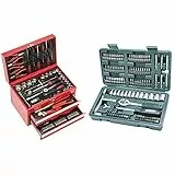 Mannesmann - M29066 - Valigetta degli attrezzi, 155 pezzi & M29166 - Set chiavi a tubo, a cricchetto, In valigetta di plastica, 130 pezzi