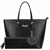 BestoU Borsa Donna Borse a Tracolla Nero Donna Grande Tracolla PU Pelle Progettista Borse a Spalla 2 Pezzi Tote