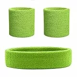 HANERDUN 3 Pezzi Fascia Set Include Sport Fascia per Capelli e Polsino di Sport Cotone a Strisce Bande di Sudore per Atletica Uomini e Donne