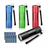 LURICO 4 Pezzi Torce Elettriche LED Portachiave, Torcia Portatile Set, Pile della Luce per Campeggio, Escursioni, Caccia, Zaino in Spalla Inclusi Cordino, 12 x AAA Batterie