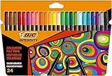 BIC Intensity, Color Up, Pennarelli Colorati Punta Media (0.8mm), per Libri da Colorare, Disegno e Appunti, Cancelleria Scuola, Set da 24 Unità