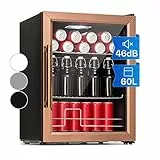 Klarstein Mini Frigo Bar Portatile per Birra Interno/Esterno, da Camera, Frigorifero Piccolo da Ufficio, con Porta in Vetro e Ripiani Rimovibili, 3-10°C, 60L