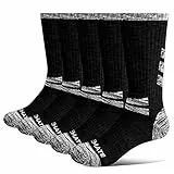 Closemate 5 Paia Calze Sportive Uomo Donna Elastiche Cotone Traspiranti Anti Vesciche Cuscino Performance per All'aperto Atletico Trekking Escursionismo (5Nero, Taglia L)