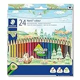 Staedtler Noris Colour – Matite colorate a elevata resistenza alla rottura, elegante design triangolare, in WOPEX, morbida superficie ergonomica, set ... astuccio in cartoncino Standard 24 pennarelli