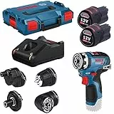 Bosch Professional Gsr 12V-35 Fc Flexiclick System, Trapano Avvitatore A Batteria 12V System, Include Due Batterie 3.0 Ah, Blu, ‎7.13 x 4.53 x 0.04 Cm, 06019H3000
