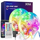 Strisce LED,TVLIVE Striscia LED 30M, Led Striscia con Telecomando, Led Camera Rgb, Musica Sincronica, Controllo App, 28 Modalità di Illuminazione, Luci Led per Camera Da Letto, Feste TV Cucina