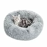 Vanansa Cuccia per Cani Cuccia per Gatti Rotonda in Peluche autoriscaldante per Cani e Gatti - Migliora Il Sonno e Mantiene Caldo per Cani di Piccola, Media e Grande Taglia, Grigio 40 cm