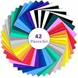 42 fogli in vinile di trasferimento di calore, 30,5 x 25,4 cm, tessuto in vinile termoadesivo adesivo, per termoadesivo Cricut per tessuti fai da te t-shirt, abbigliamento, cappelli(20 colori)