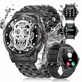 Smartwatch Uomo Chiamata Bluetooth con Effettua/Risposta Chiamate, 1,43' AMOLED Orologio Smartwatch Militare con 2 Cinturini, 129+ Modalità Sportive/IP68/SpO2/Cardiofrequenzimetro per Android iOS