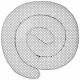 Totsy Baby Cuscino da letto XXL a forma di serpente, cuscino per allattamento, rotolo di cuscino decorativo, bordo serpente, fatto a mano, cotone Punti bianchi su grigio 200 cm
