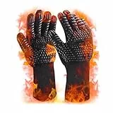 MILcea Guanti barbecue Guanti da forno, guanti da barbecue, resistenti al calore, guanti da forno, guanti da cucina, per cucina e barbecue, per saldatura (nero)