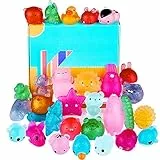 KUUQA 30 Pezzi di Giocattoli Squishy Glitterati, Giocattoli Animali da spremere per Adulti sensoriali Giocattolo Antistress Bomboniere per Feste di Compleanno per Bambini Sacchettino per Uova Pasqua