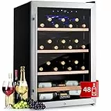 KLARSTEIN Cantinetta Vino, Cantinetta Vino Refrigerata a Zona Singola per Interno/Esterni, Frigo Bar, Cantina Vino con Vetrina, Mini Bar con Protezione UV, Frigo Vino Touch, 4-18°C, 48 Bottiglie