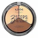 NYX Professional Makeup Palette Sculpting Viso 3 Steps to Sculpt, Palette Contouring, Illuminante e Blush, Nuance: Light