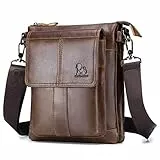 BAIGIO Borsello Uomo Vera Pelle Vintage Borsa a Tracolla Marrone Borsa a Spalla Casual (Marrone)