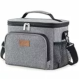 Lifewit Borsa Termica Porta Pranzo,Borsa Frigo Riutilizzabile per Uomo Donna, Borsa Porta Pranzo Portatile Congelabile a Prova di Perdite con Tracolla Regolabile per Adulti per Lavoro, Grigio 9L