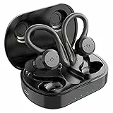 APEKX Auricolari in-ear True Wireless Bluetooth 5.1, Suono stereo impermeabile IPX7, con microfono integrato per allenamenti sportivi in palestra (nero)