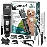 Pet Union - Kit toelettatura Cani Professionale - Tecnologia Senza Fili con testine - Ricaricabile - Bassa Emissione di Rumore - Adatto a Cani, Gatti ed Altri Animali Domestici - Grigio