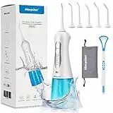 Idropulsore Dentale Portatile 300ml Professionale con 4 Ugelli di Ricambio, 3 Modalità IPX7 Impermeabile Irrigatore Orale Portatile morpilot Idropulsore Vaggio USB Ricaricabil per Igiene Dentale
