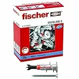 Fischer 25 x Tasselli Con Vite Per Cartongesso Autoforanti Ed Espandenti, Grigio Rosso, 545676