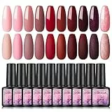 Coscelia Smalto Semipermanente 10pz, Set Smalto in Gel Colore Rosa Marrone Nail Art Starter Kit, Soak off Smalto Gel per Ragazze