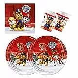 Procos 10137427 - Set per feste S Paw Patrol Ready for Action, set da 52 pezzi, 16 piatti, 16 bicchieri, 20 tovaglioli, stoviglie usa e getta, stoviglie per feste, decorazione da tavolo, Marvel