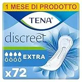 TENA Discreet Extra Pacco Scorta Mensile, Assorbenti per Perdite Urinarie Femminili, Discreti e Confortevoli, 6 Confezioni x 12 Pezzi