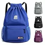 Sarsumir Borsa con Coulisse Sacca Sportiva, Impermeabile Sacchetta Sportiva Grande capacità Zaino con Coulisse Sacca Zaino per Uomo Donna Adulto, Blu