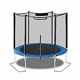 Ultrasport Trampolino da giardino Jumper, Ø 180 cm, Compreso il tappetino per saltare, molle, rete sicurezza, Posta rete imbottita e paraspigoli, resistente intemperie, carico massimo 120 kg, Blu