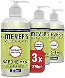 MRS MEYER'S CLEAN DAY Sapone Liquido Mani, 3 x 370 ml, Fragranza Limone & Verbena con Oli essenziali