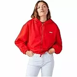 Wrangler Felpa con Cappuccio, Formula Red, XL Donna
