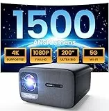 OmniStar L80 Proiettore Full HD 1080P Nativo, 1500 ANSI Lumens Videoproiettore, Proiettore WiFi Bluetooth Supporta 4K, Auto Focus/Keystone, Altoparlanti 2X15W, per Smartphone/TV Stick