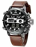 MEGALITH Orologio Uomo Militare Digitale Sportivo Orologio da Polso Quadrante Grande LED Orologi Analogico Digitali Impermeabile Allarme Cronometro Calendario - Marrone Nero