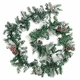Belle Vous Ghirlanda Natalizia Innevata Artificiale Con Pigne - Ghirlanda Natale Verde Morbida da 2,7 m - Ghirlanda Verde Natale Decorazioni Natalizie per Scale, Camino e Addobbi Natalizi Casa