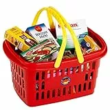 Theo Klein 9693 Cestino per la Spesa, con Accessori I Cestino Robusto con Manici Resistenti I Include 21 scatole di Cibo Giocattoli per Bambini dai 3 Anni in su