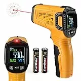PREXISO Termometro Infrarossi, Termometro Laser Digitale senza Contatto -50°C a 550°C, LCD Retroilluminato, Emissività Regolabile, Adatto per Cottura/Aria/Frigorifero【Non per Umani】