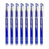 QAQHZW 8 Penne a Sfera Cancellabile Penna Gel Roller con Gomma Punta Fine Penna a Inchiostro da 0,5 mm per Studente Bambino Adulto (Blu)